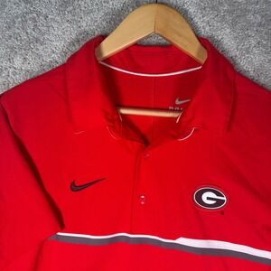 Nike Dri-Fit Men's Small Georgia Bulldogs Polo Shirt Red Stripe NCAA Collegiate